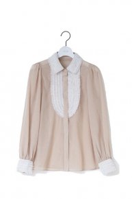 pre order tulle flower blouse/beige