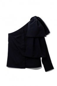 pre orderribbon one shoulder blouse/black 