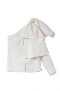 pre orderribbon one shoulder blouse/white  