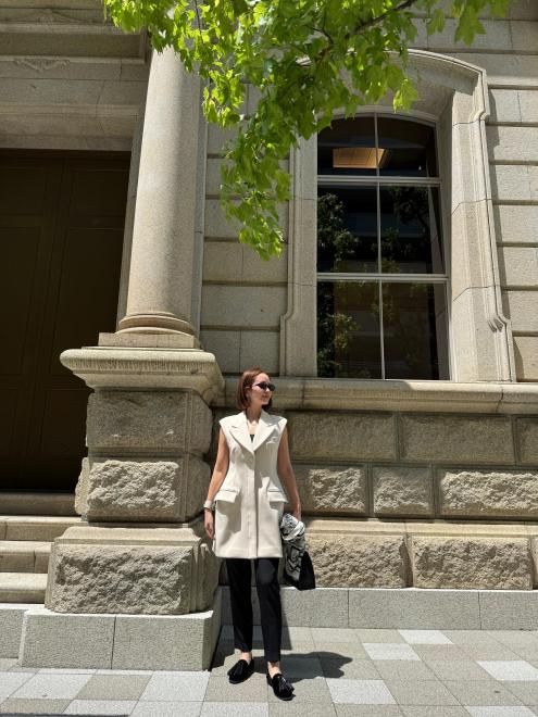 sleeveless jacket dress/ecru - akiki