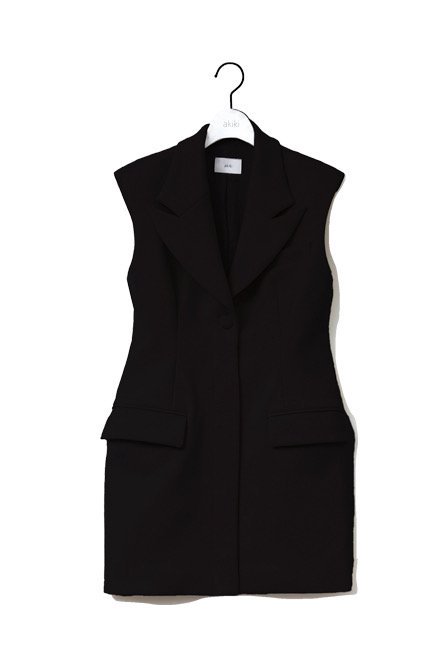 【pre order】sleeveless jacket dress/black (御予約は9/30まで) - akiki