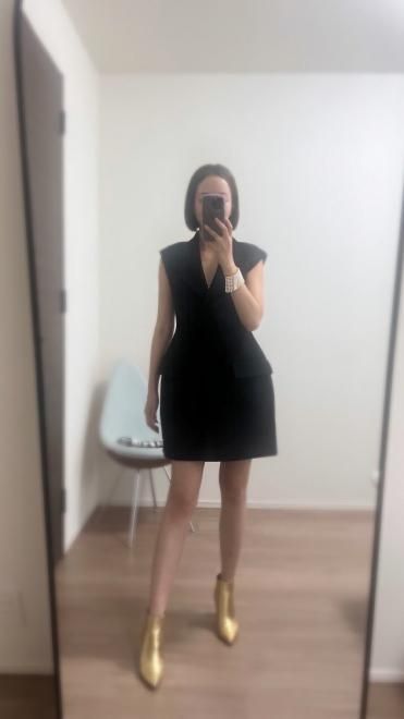 sleeveless jacket dress/black - akiki