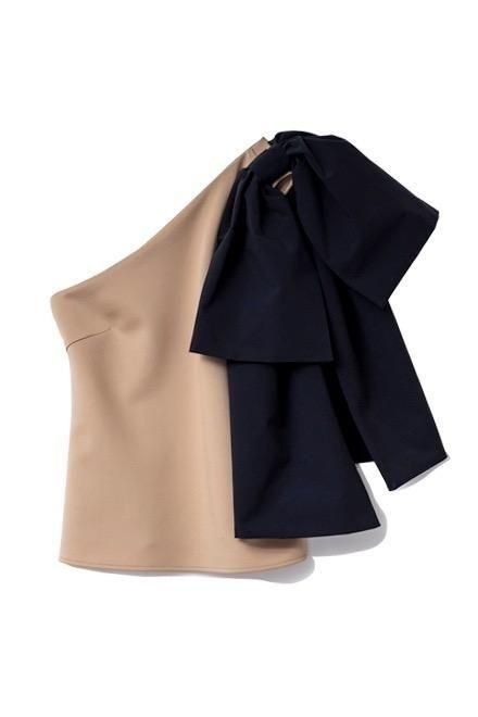 re stock】 ribbon one shoulder top Ⅲ/black - akiki