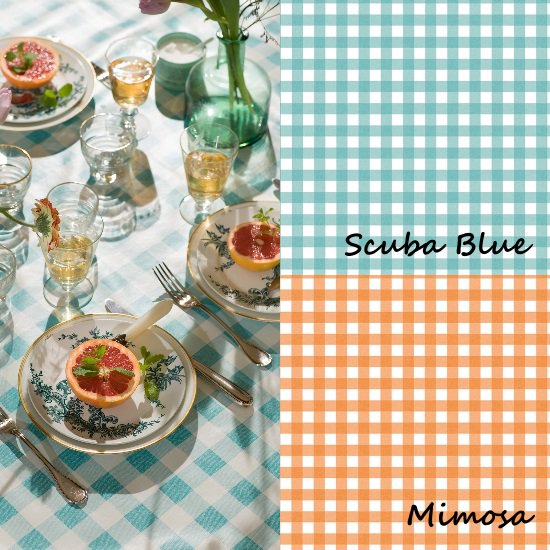 ロラ テーブルクロス 切り売り ギンガムチェック 新色 SCUBA BLUE / MIMOSA - 輸入雑貨メゾン　～　インポーター直営店　～