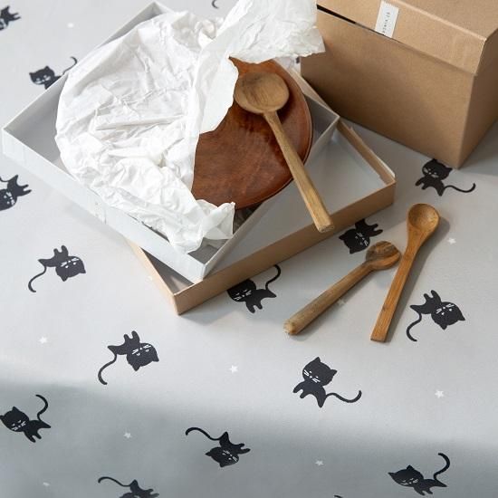 ロラ テーブルクロス 切り売り PUSSYCATS（黒猫ちゃん）麻色