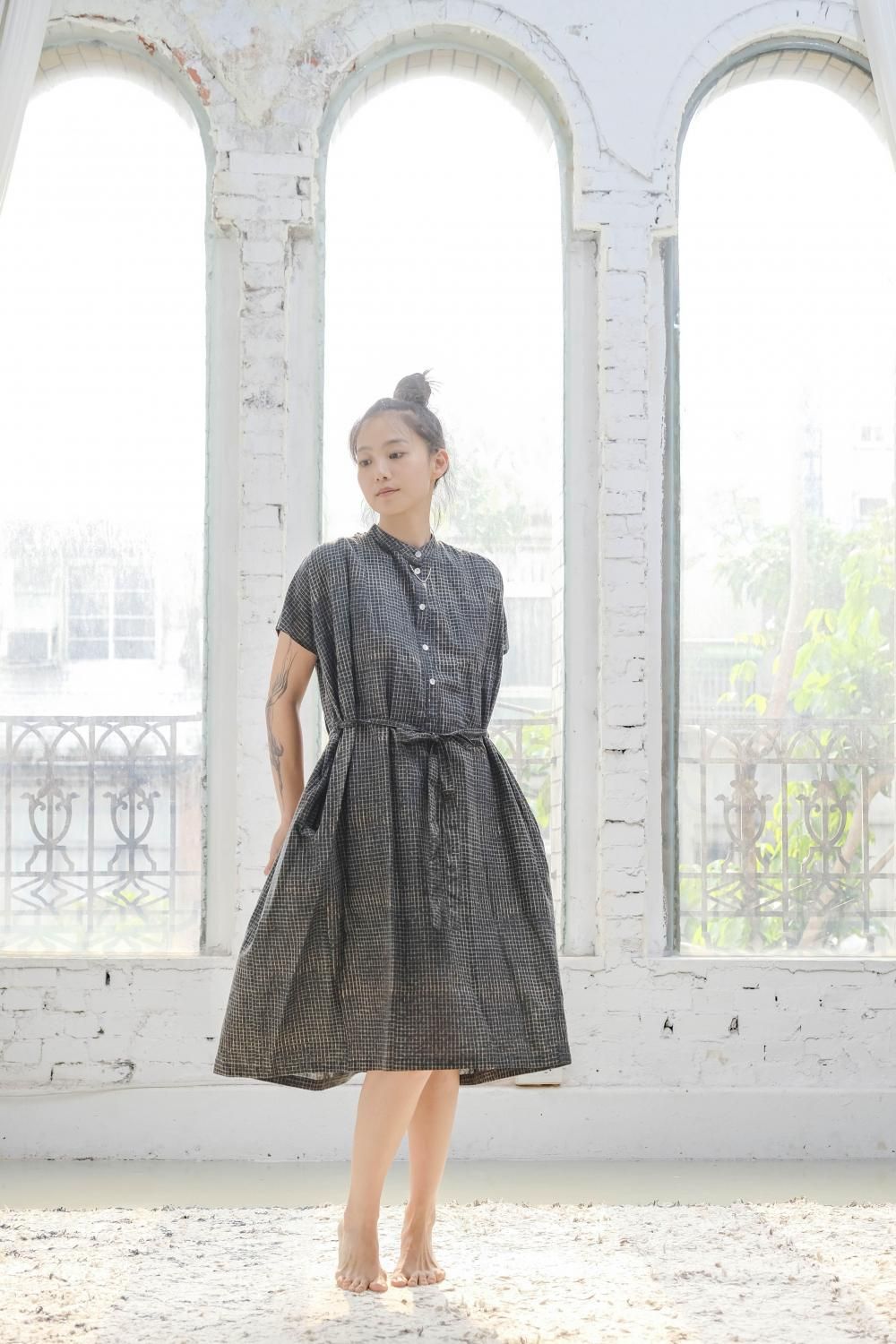 45rpm カシュクールブラウス　インディゴ　チャイナ　日本製 Shinzone｜コットン レース カシュクール ブラウス “CACHE COUER