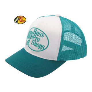 【バスプロショップス／BASS PRO SHOPS】Bass Pro Shops Embroidered Logo Mesh Caps - White/Aqua　レディースサイズ